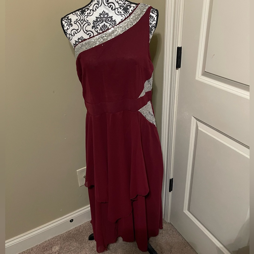 Burgundy Formal Dress with Sequin Accents